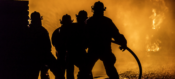 Firefighters silhouette