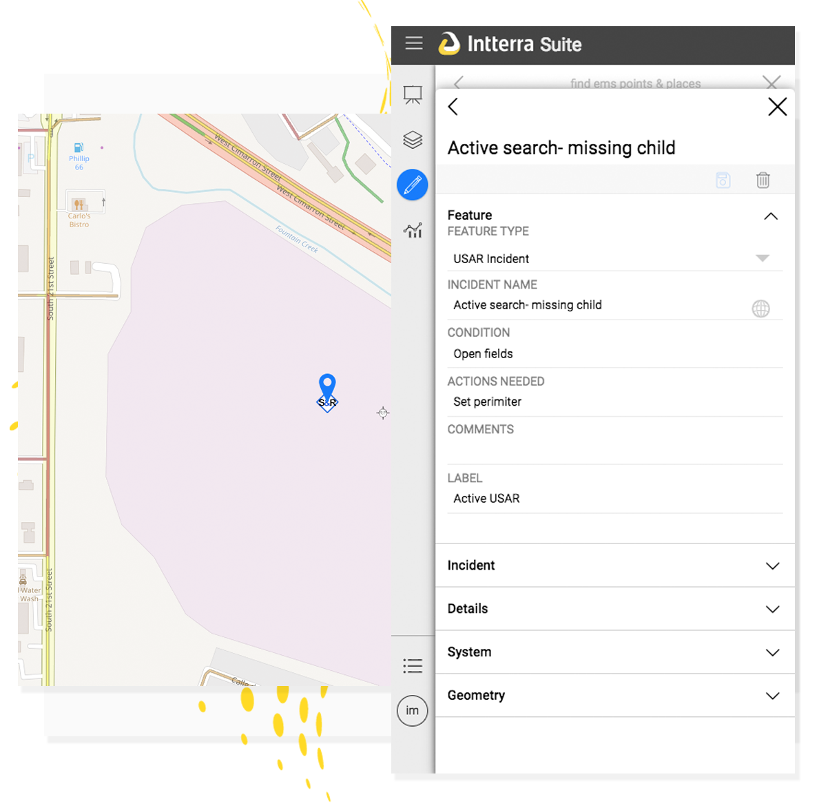 Intterra Incident Management software lets you drop details directly on the map for your crews to access immediately.
